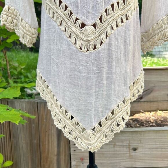 Active USA Boho Crochet Peasant Top Ibiza Festival Beach Cover Up, S/M - Picture 9 of 11